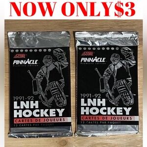 2 PACKS 1991/92 Pinnacle Premier Edition Sealed Hockey Card Pack